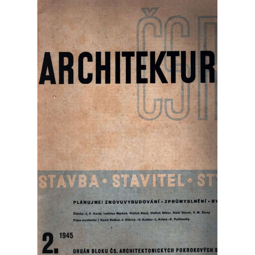 Archikektura ČSR 1945-1946 (architektura, časopis, mj. i návrhy, projekty, fotografie)