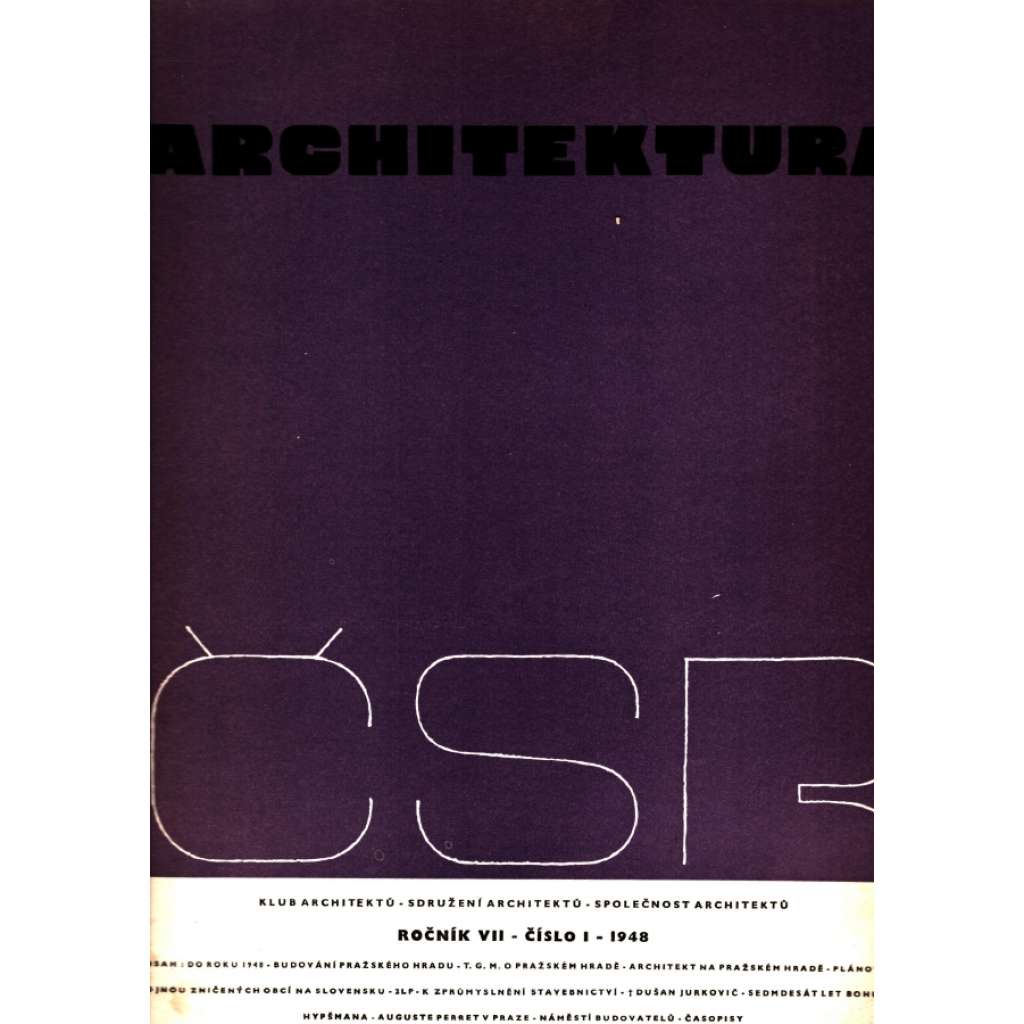 Architektura ČSR 1948 ročník VII. (časopis, architektura, mj. i projekty, fotografie, návrhy)