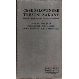 Československé trestní zákony platné v zemích České a Moravskoslezské (edice: Právnická knihovna, sv. 62) [trestní právo, trestní zákony, Benešovy dekrety]