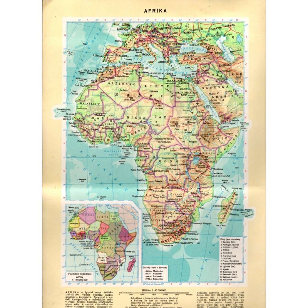 Afrika, Asie a Svaz Sovětských Socialistických Republik (Mapa, Mapy)