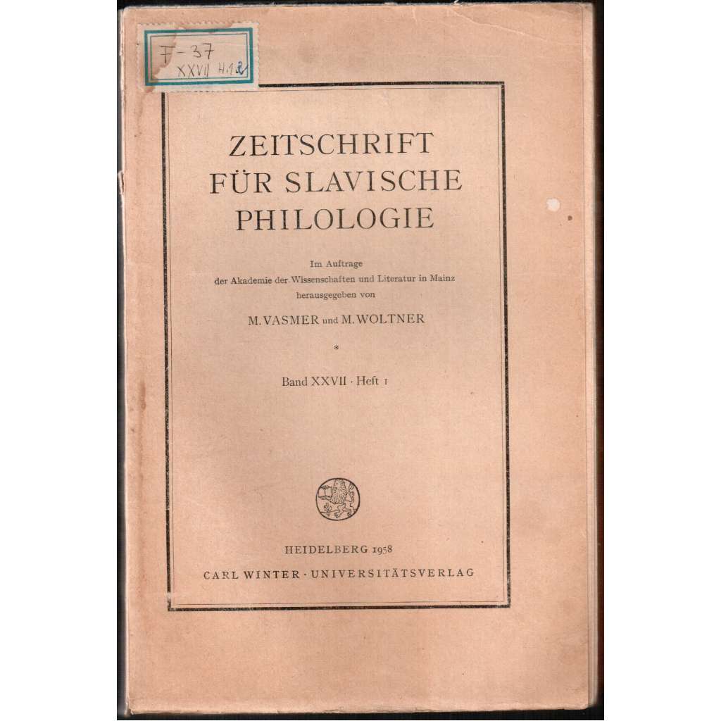 Zeitschrift für slavische Philologie; sv. XXVII, sešit 1 [Časopis pro slovanskou filologii]