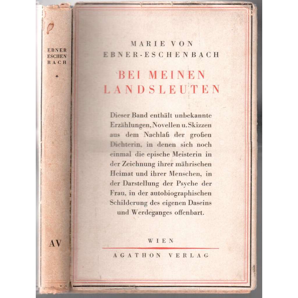 Bei meinen Landsleuten. Erzählungen, Novellen und Skizzen. Band I [povídky z pozůstalosti; 1. sv.]