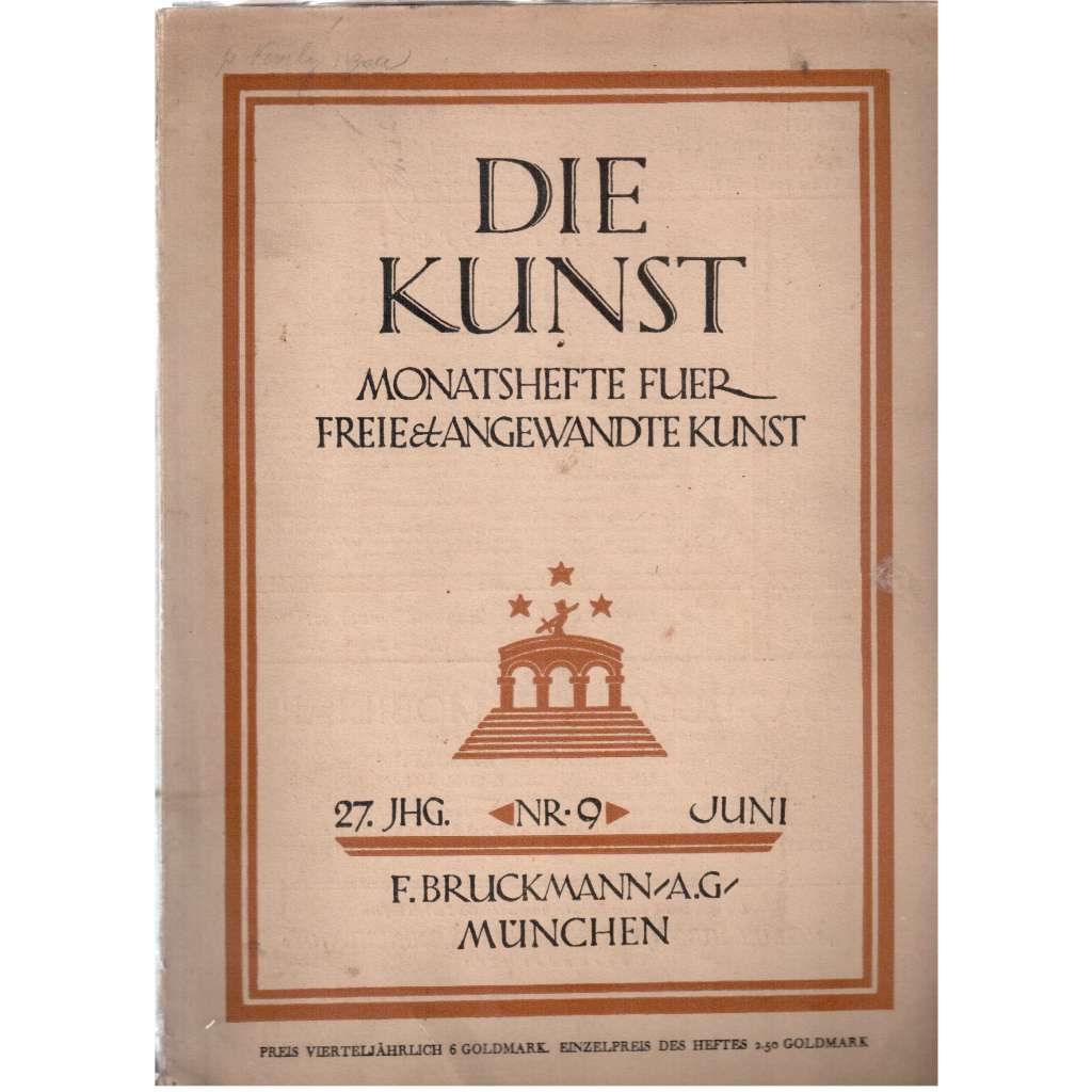 Die Kunst. Monatshefte für freie u. angewandte Kunst [měsíčník o umění, 1926, 27. ročník, č. 9, červen]