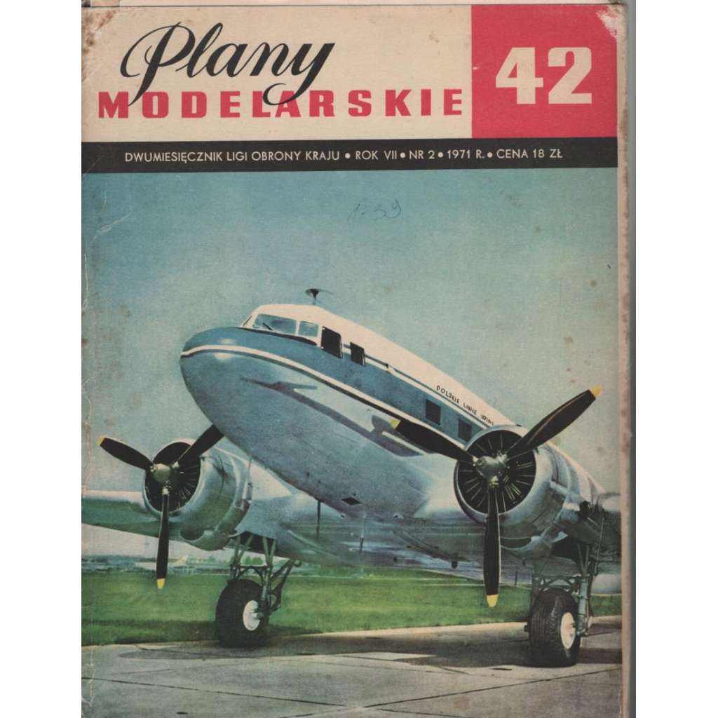 Plany modelarskie 42; Dwumiesiecznik Ligy obrony kraju, Rok VII, Nr. 2, 1971 [časopis pro modeláře]