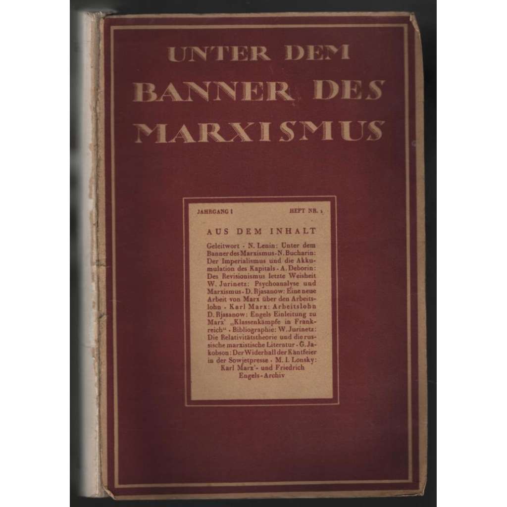 Unter dem Banner des Marxismus; I. Jahrgang, März 1925, Heft 1 [marxismus]
