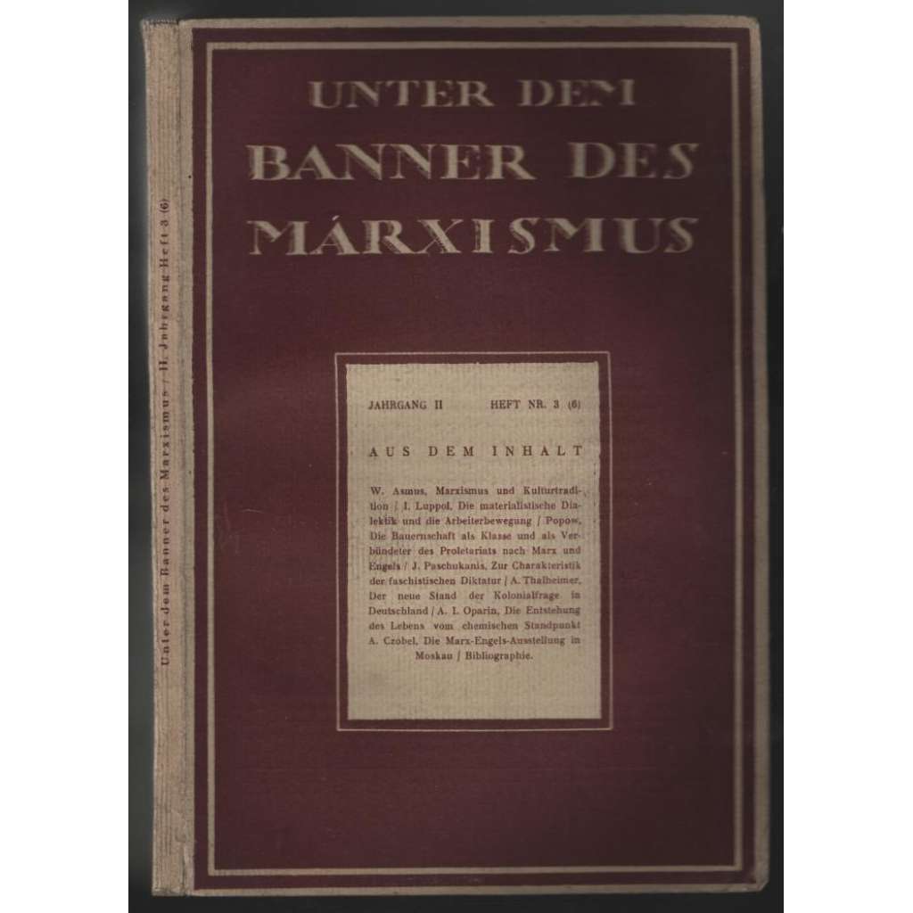 Unter dem Banner des Marxismus; II. Jahrgang, Juni 1928, Heft 3 (6) [marxismus]