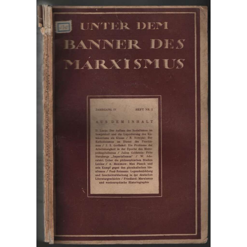 Unter dem Banner des Marxismus; IV. Jahrgang, April 1930, Heft 2 [marxismus]