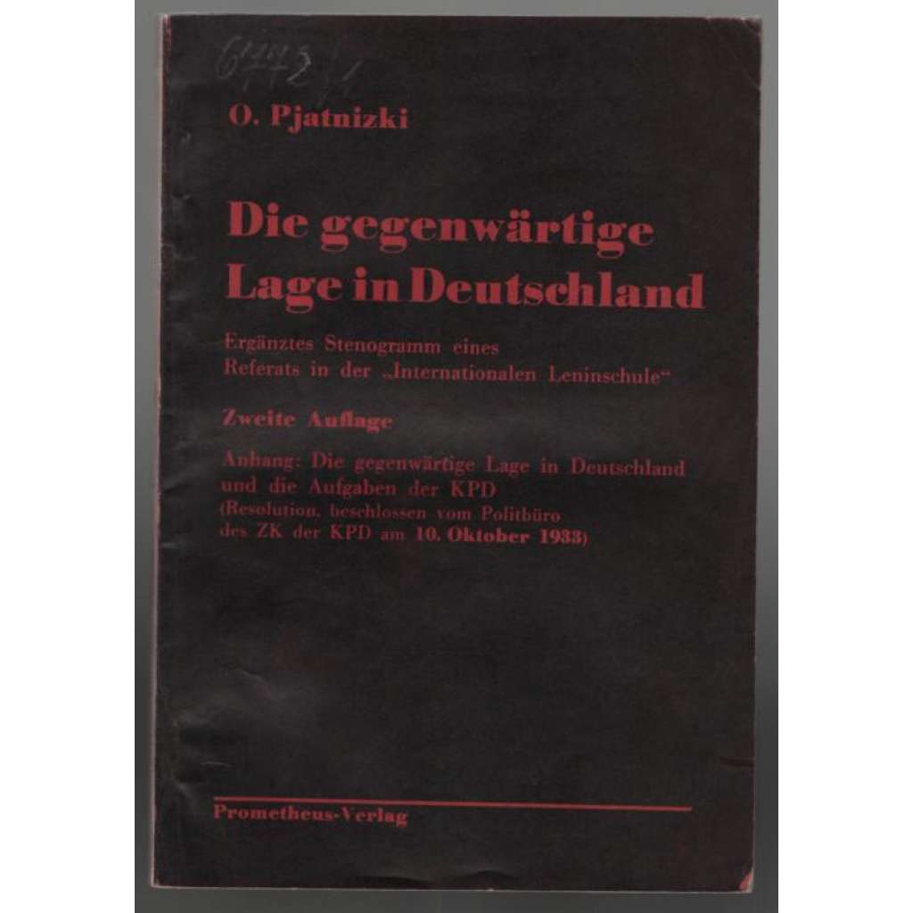 Die gegenwärtige Lage in Deutschland [situace v Německu]