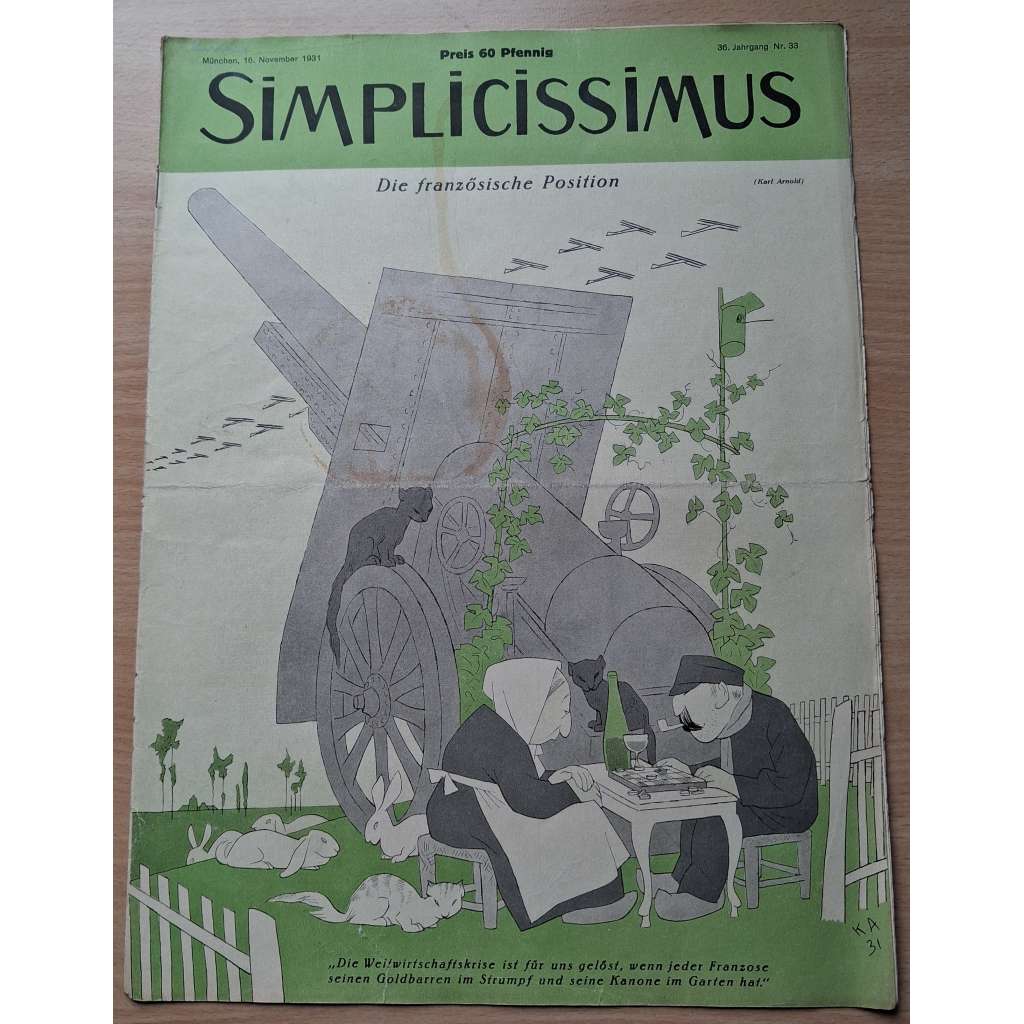 Simplicissimus; 36. Jahrgang, Nr. 33, 16. November 1931 [německý satirický týdeník]