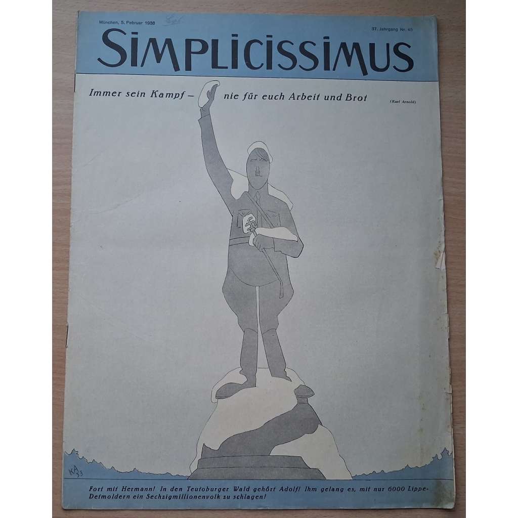 Simplicissimus; 37. Jahrgang, Nr. 45, 5. Februar 1933 [německý satirický týdeník]