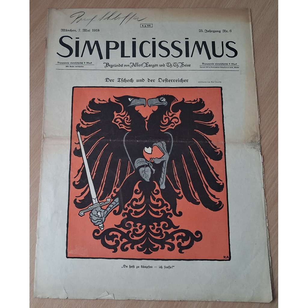 Simplicissimus; 23. Jahrgang, Nr. 6, 7. Mai 1918 [německý satirický týdeník]