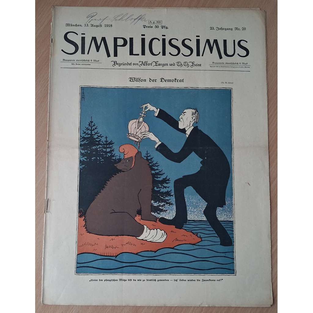Simplicissimus; 23. Jahrgang, Nr. 20, 13. August 1918 [německý satirický týdeník]