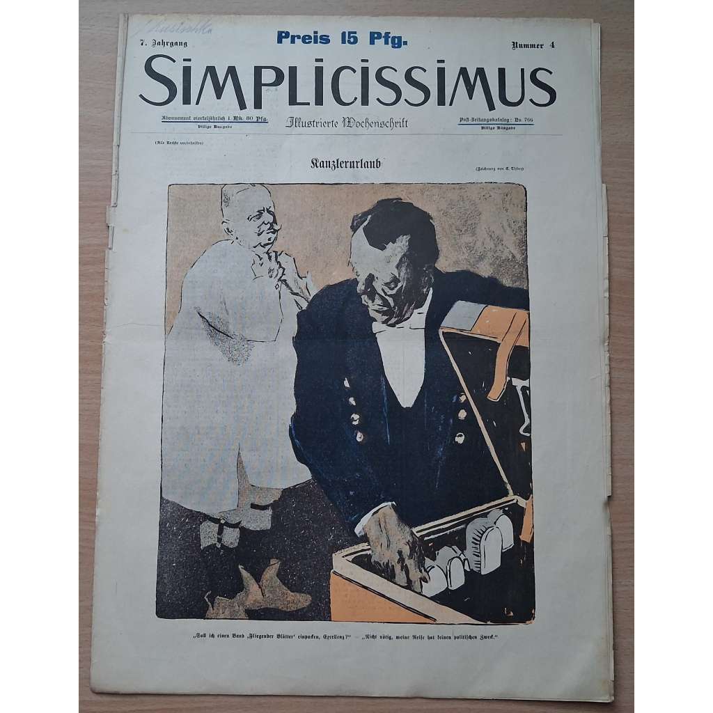 Simplicissimus. Illustrierte Wochenschrift; 7. Jahrgang, Nr. 4 [německý satirický týdeník]