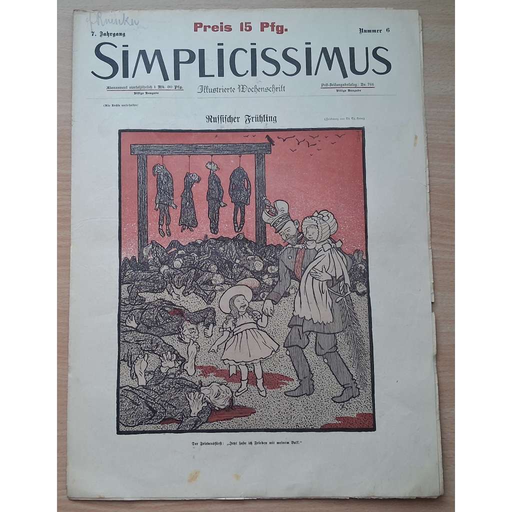 Simplicissimus. Illustrierte Wochenschrift; 7. Jahrgang, Nr. 6 [německý satirický týdeník]