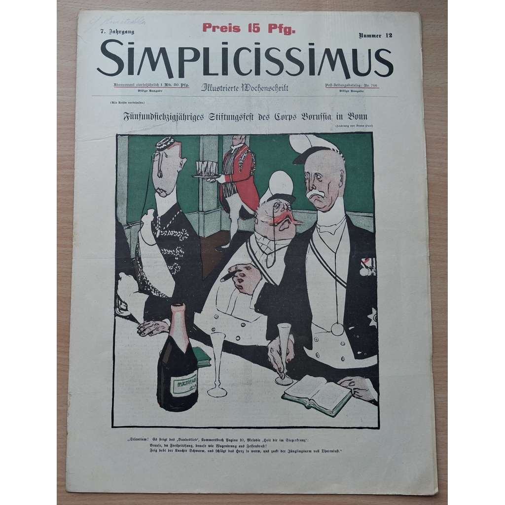 Simplicissimus. Illustrierte Wochenschrift; 7. Jahrgang, Nr. 12 [německý satirický týdeník]