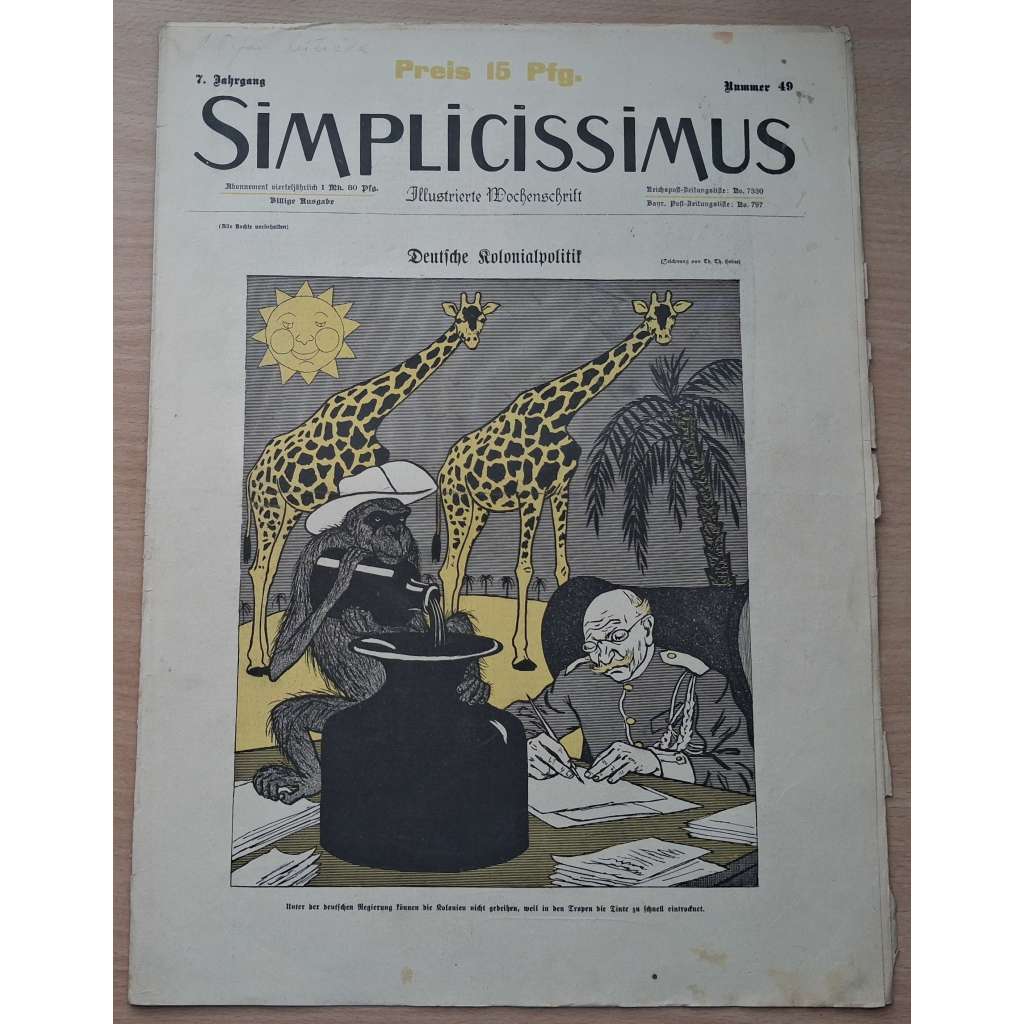 Simplicissimus. Illustrierte Wochenschrift; 7. Jahrgang, Nr. 49 [německý satirický týdeník]