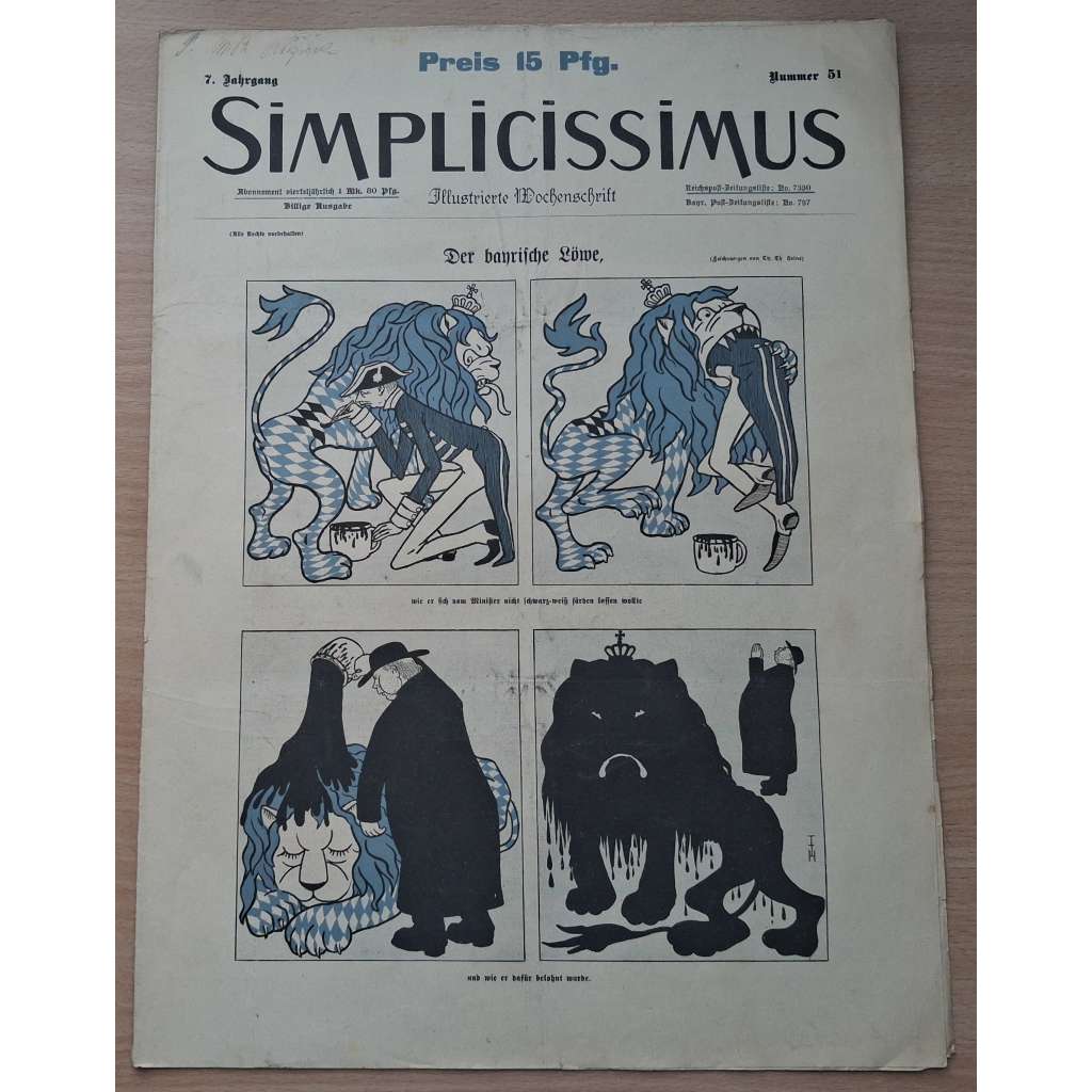 Simplicissimus. Illustrierte Wochenschrift; 7. Jahrgang, Nr. 51 [německý satirický týdeník]