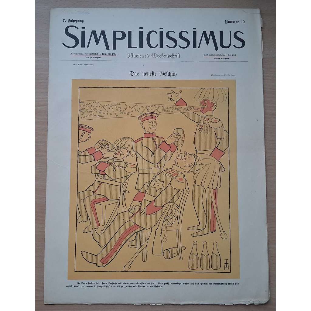 Simplicissimus. Illustrierte Wochenschrift; 7. Jahrgang, Nr. 17 [německý satirický týdeník]