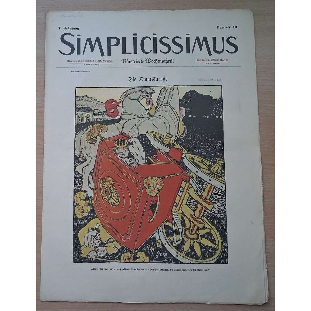 Simplicissimus. Illustrierte Wochenschrift; 7. Jahrgang, Nr. 19 [německý satirický týdeník]