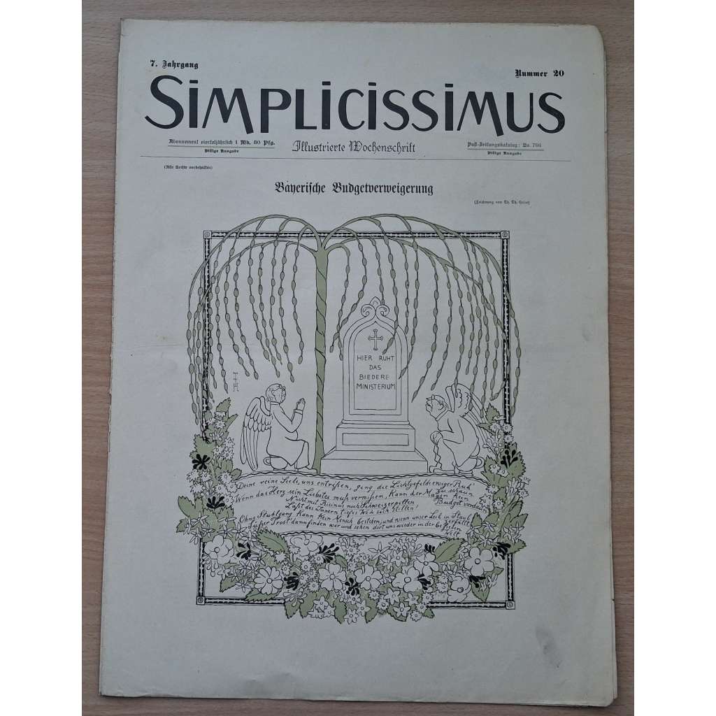Simplicissimus. Illustrierte Wochenschrift; 7. Jahrgang, Nr. 20 [německý satirický týdeník]