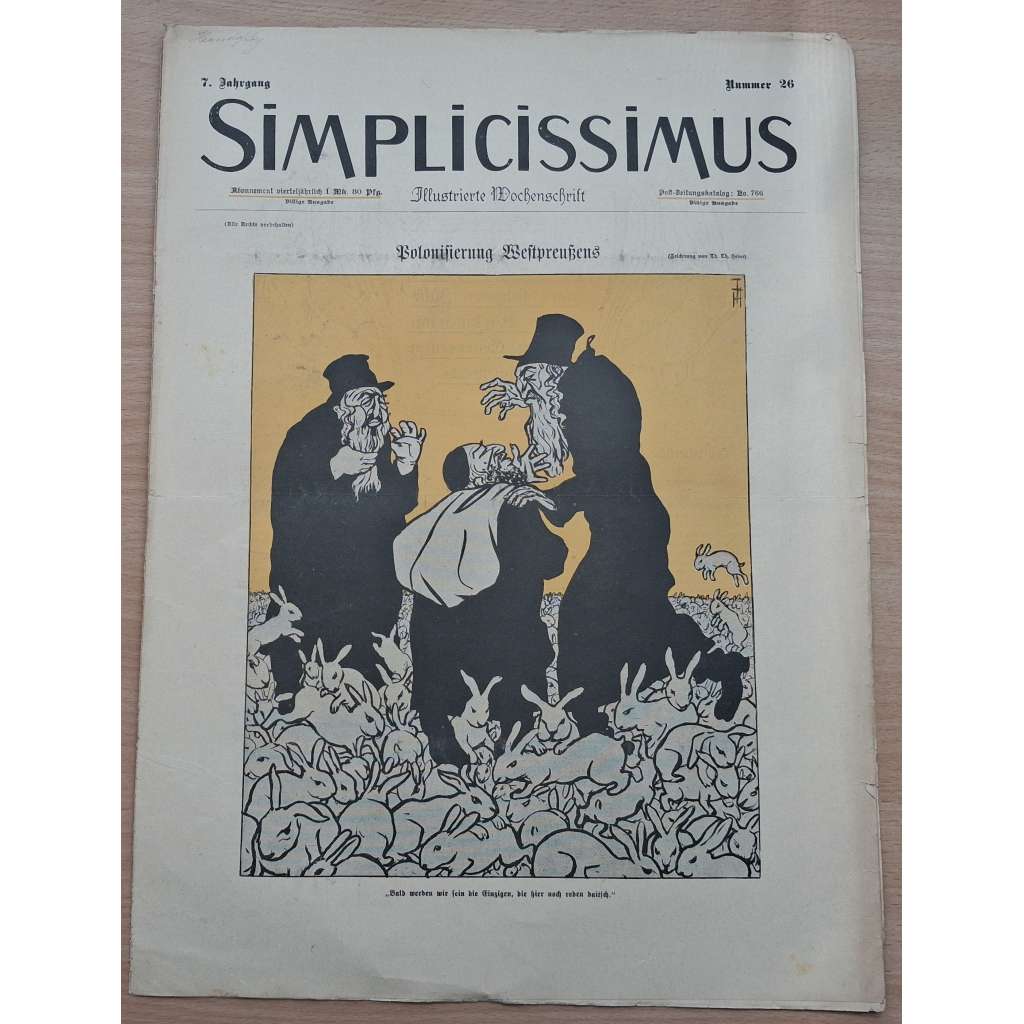 Simplicissimus. Illustrierte Wochenschrift; 7. Jahrgang, Nr. 26 [německý satirický týdeník]