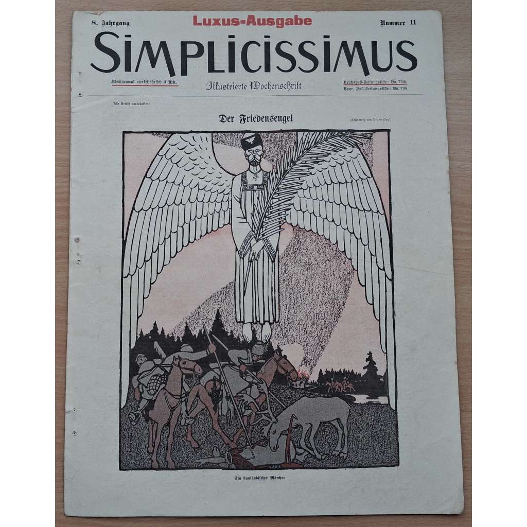 Simplicissimus. Illustrierte Wochenschrift. Luxus-Ausgabe; 8. Jahrgang, Nr. 11 [německý satirický týdeník]