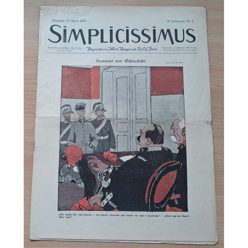 Simplicissimus; 20. Jahrgang, Nr. 2, 13. April 1915 [německý satirický týdeník]