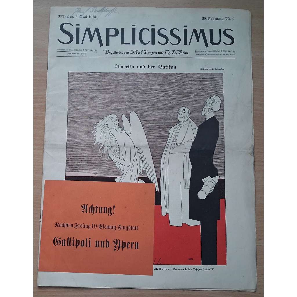 Simplicissimus; 20. Jahrgang, Nr. 5, 4. Mai 1915 [německý satirický týdeník]
