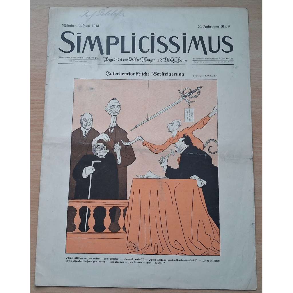 Simplicissimus; 20. Jahrgang, Nr. 9, 1. Juni 1915 [německý satirický týdeník]