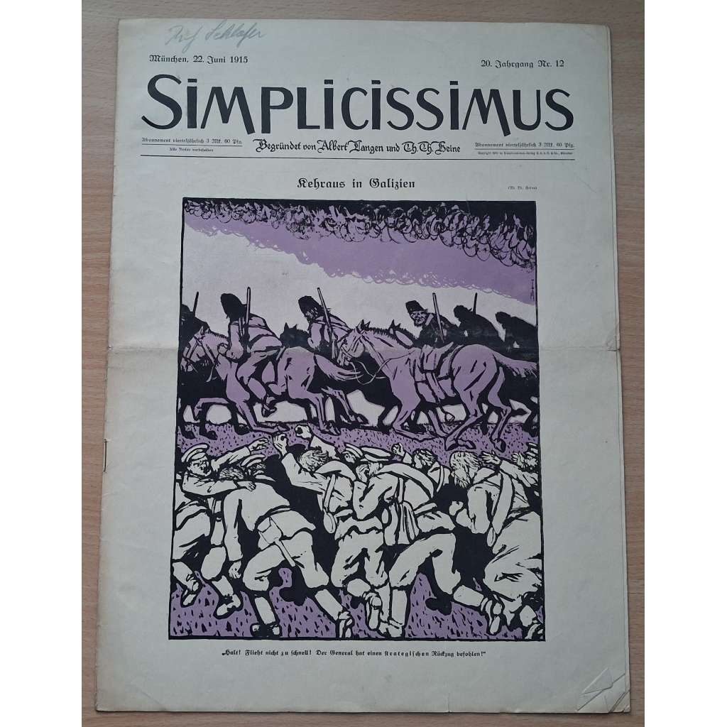 Simplicissimus; 20. Jahrgang, Nr. 12, 22. Juni 1915 [německý satirický týdeník]