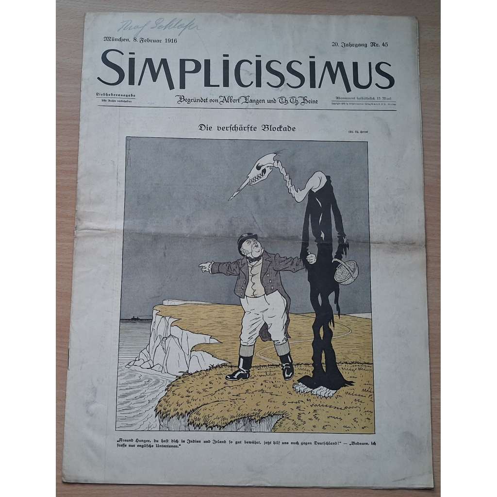 Simplicissimus; 20. Jahrgang, Nr. 45, 8. Februar 1916 [německý satirický týdeník]