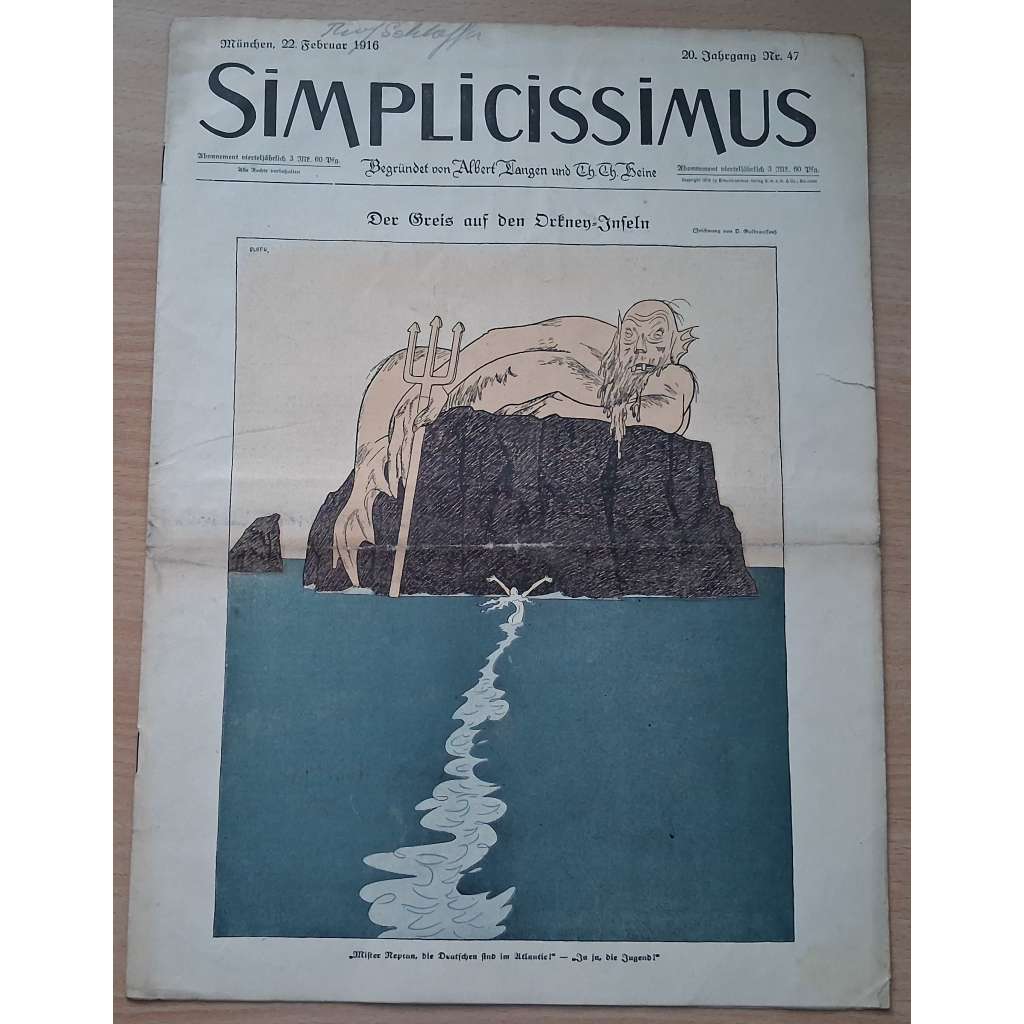 Simplicissimus; 20. Jahrgang, Nr. 47, 22. Februar 1916 [německý satirický týdeník]