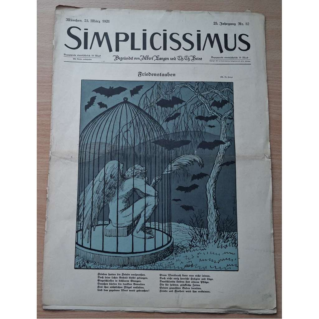 Simplicissimus; 25. Jahrgang, Nr. 52, 23. März 1921 [německý satirický týdeník]