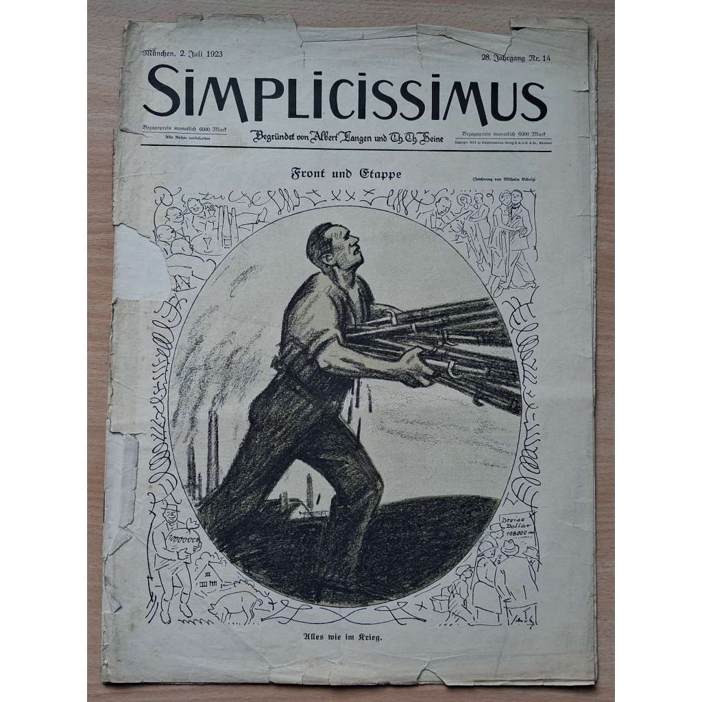 Simplicissimus; 28. Jahrgang, Nr. 14, 2. Juli 1923 [německý satirický týdeník]