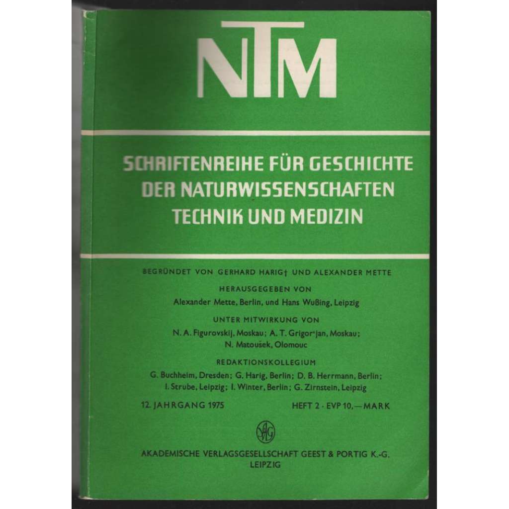 NTM. Schriftenreihe für Geschichte der Naturwissenschaften, Technik und Medizin; 12. Jahrg. 1975, Heft 2 [vědecký časopis NDR]