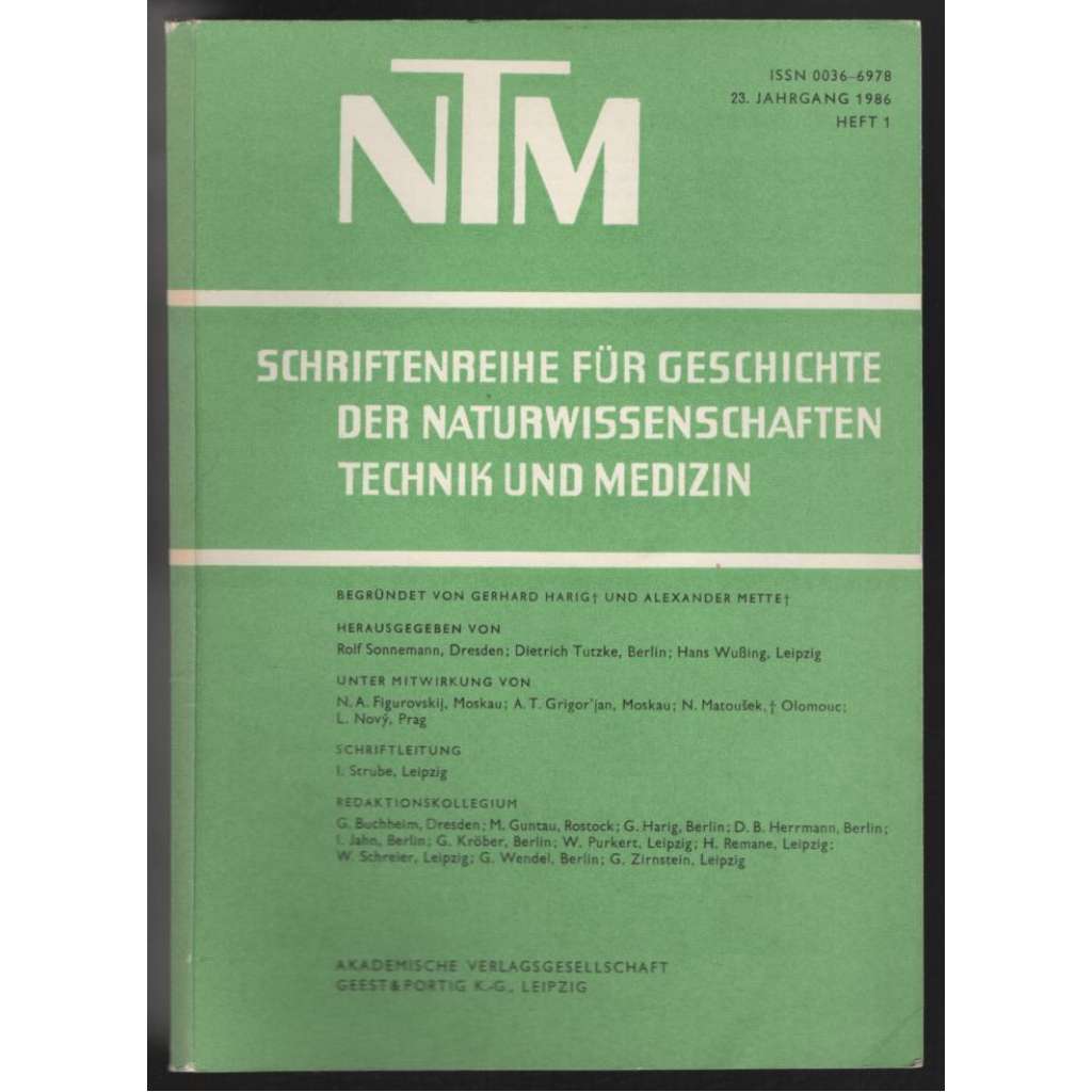 NTM. Schriftenreihe für Geschichte der Naturwissenschaften, Technik und Medizin; 23. Jahrg. 1986, Heft 1 [vědecký časopis NDR]