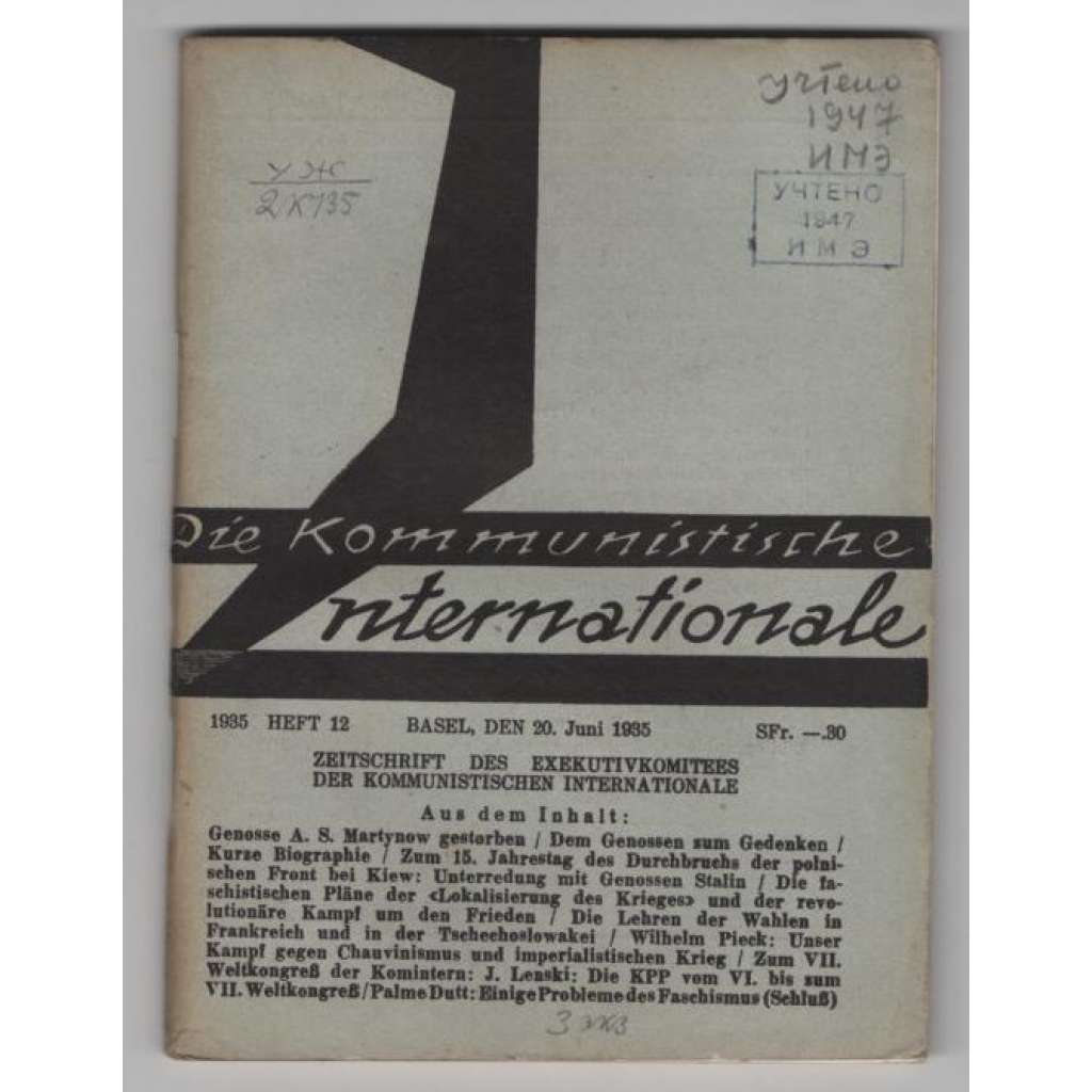 Die Kommunistische Internationale; XVI. Jahrgang 1935, Heft 12 [komunismus]
