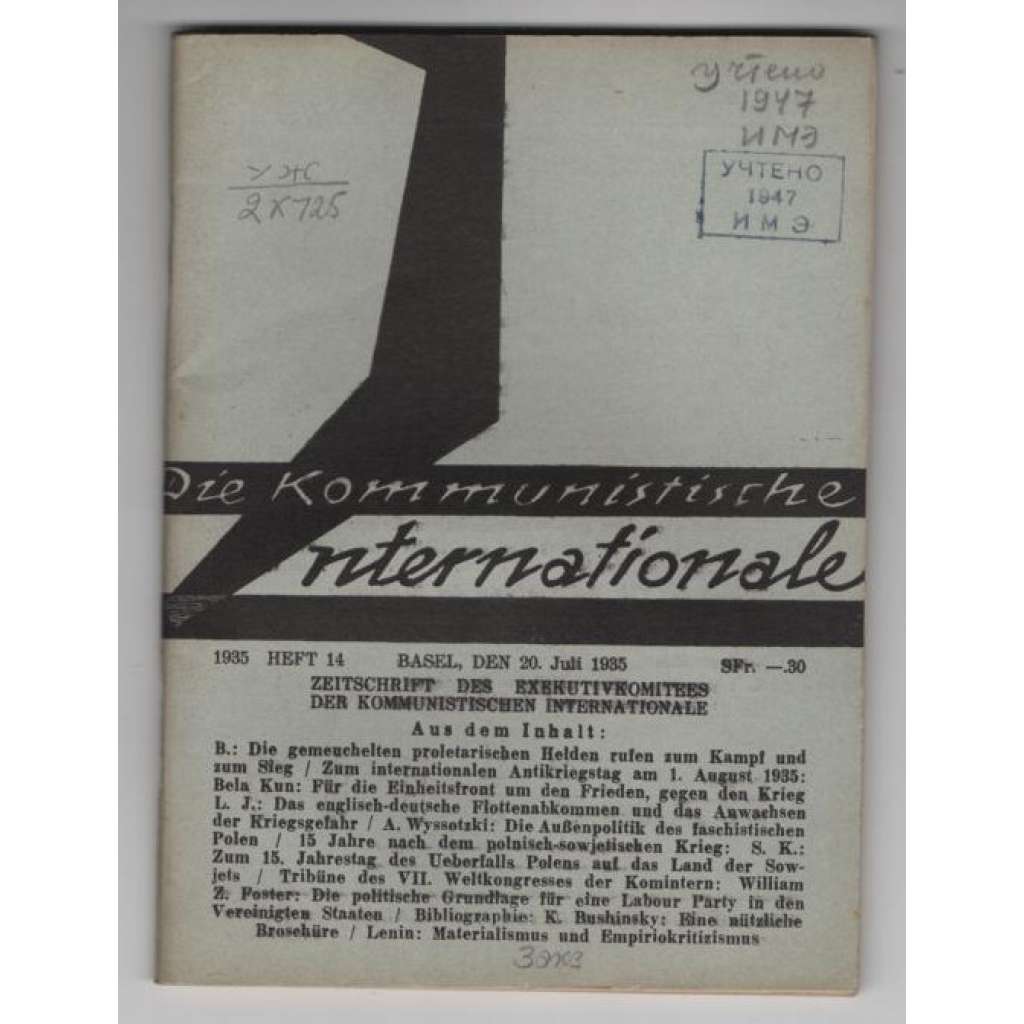Die Kommunistische Internationale; XVI. Jahrgang 1935, Heft 14 [komunismus]