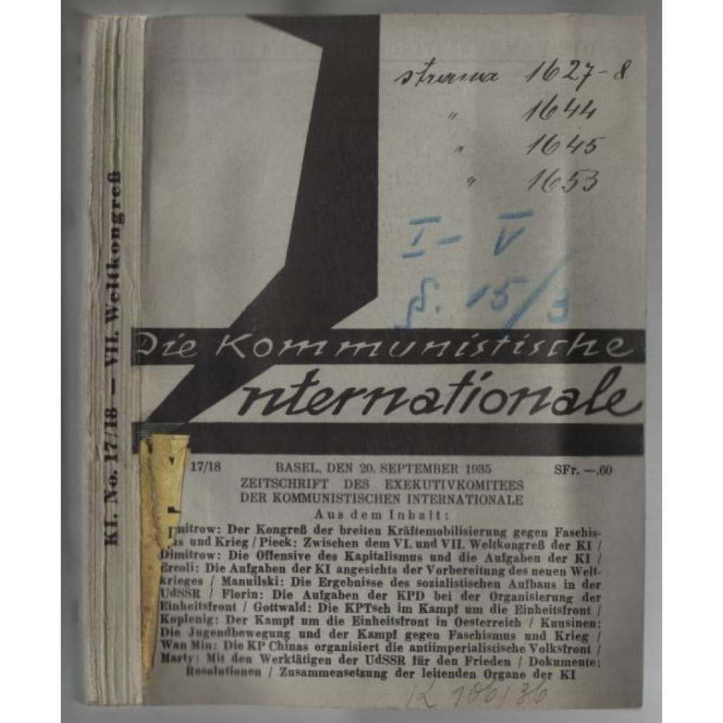 Die Kommunistische Internationale; XVI. Jahrgang 1935, Heft 17/18 [komunismus]