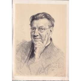 Prof. dr. Josef Cibulka litografie Max Švabinský (1873-1962) podpis