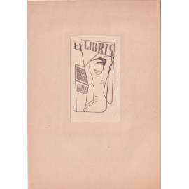 František Vik – Ex libris erotické (dívčí akt, erotika) dřevoryt
