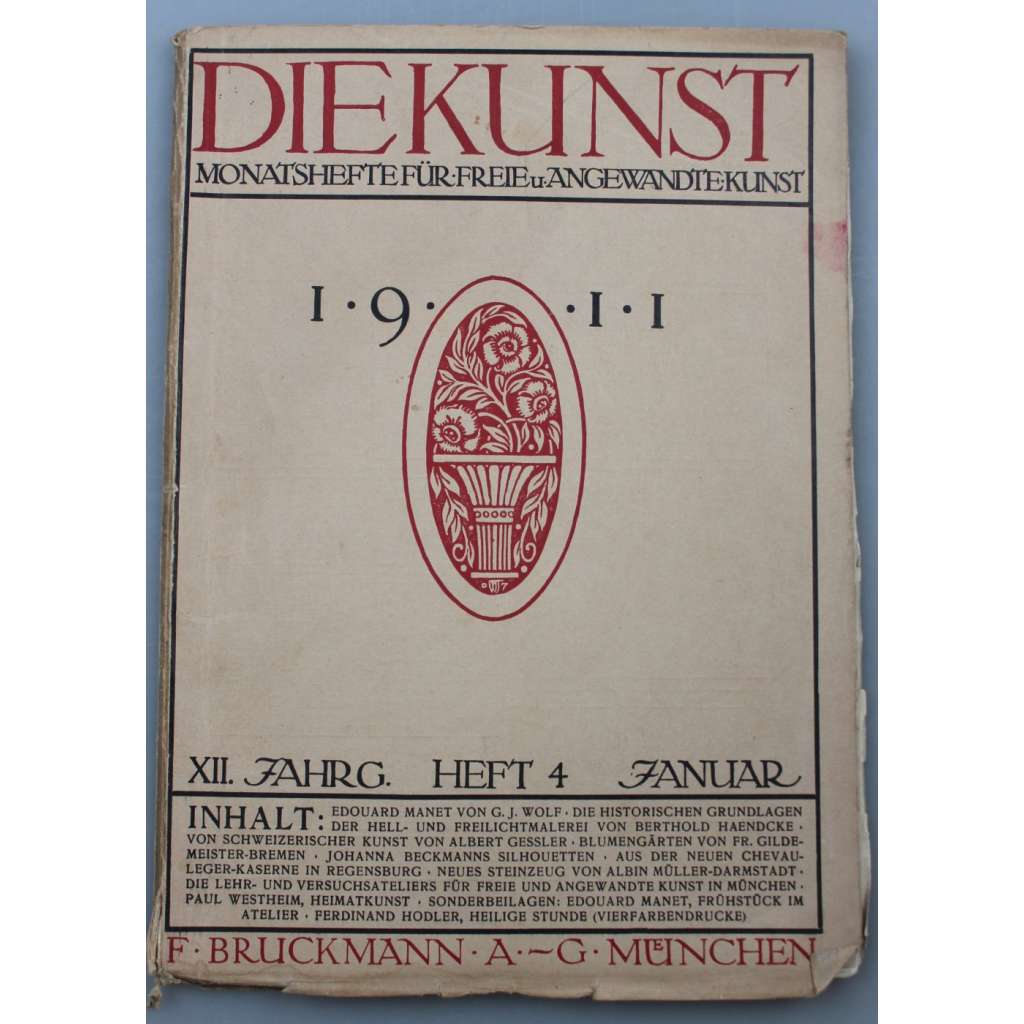 Die Kunst. Monatshefte für freie und angewandte Kunst. XII. Jahrgang, 1911, Heft 4 (Januar) [umění; secese; časopis]