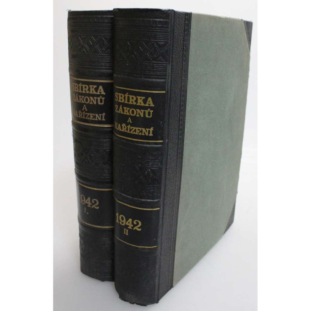 Sammlung der Gesetze und Verordnungen / Sbírka zákonů a nařízení 1942, svazek I.-II. (právo, protektorát, druhá světová válka, polokožená vazba - vazba kůže)HOL