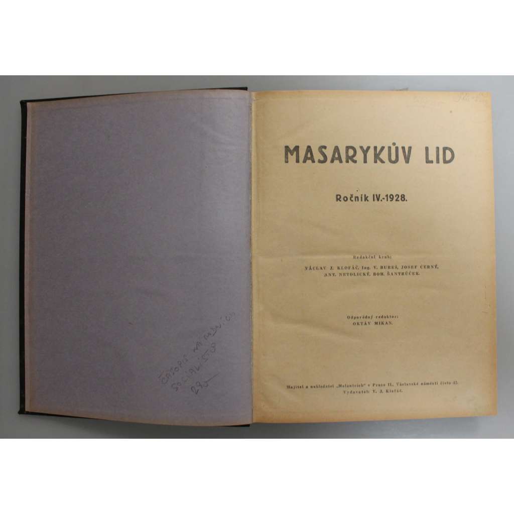 Masarykův lid, ročník IV. 1928 (časopis, noviny, národní socialisté, první republika, mj. Masaryk, Svatopluk Čech)