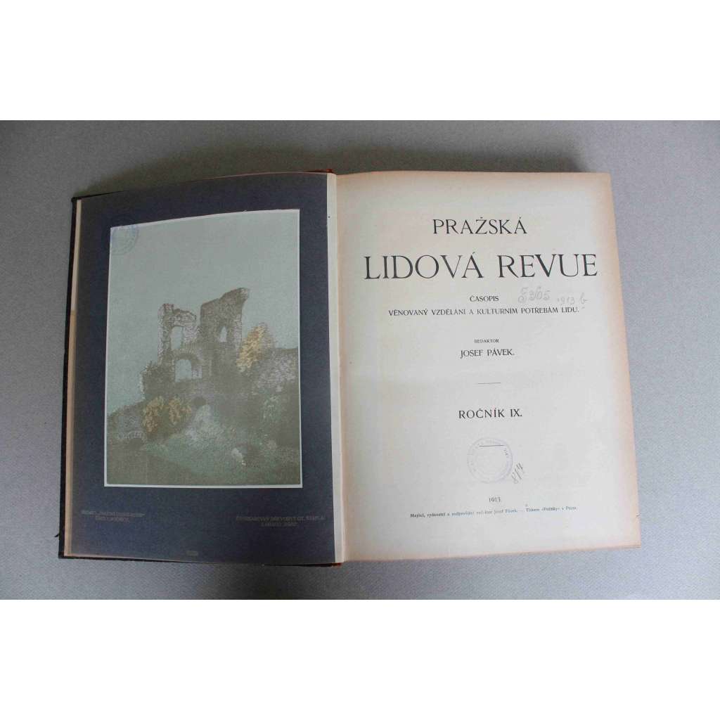 Pražská lidová revue. Časopis věnovaný vzdělání a kulturním potřebám lidu 1913, roč. IX (F. Drtina - Rusínská universita a druhá univ. česká; Albanie; Divadlo v přírodě, Panamský průplav, Alfred Nobel, Pražské pomníky)