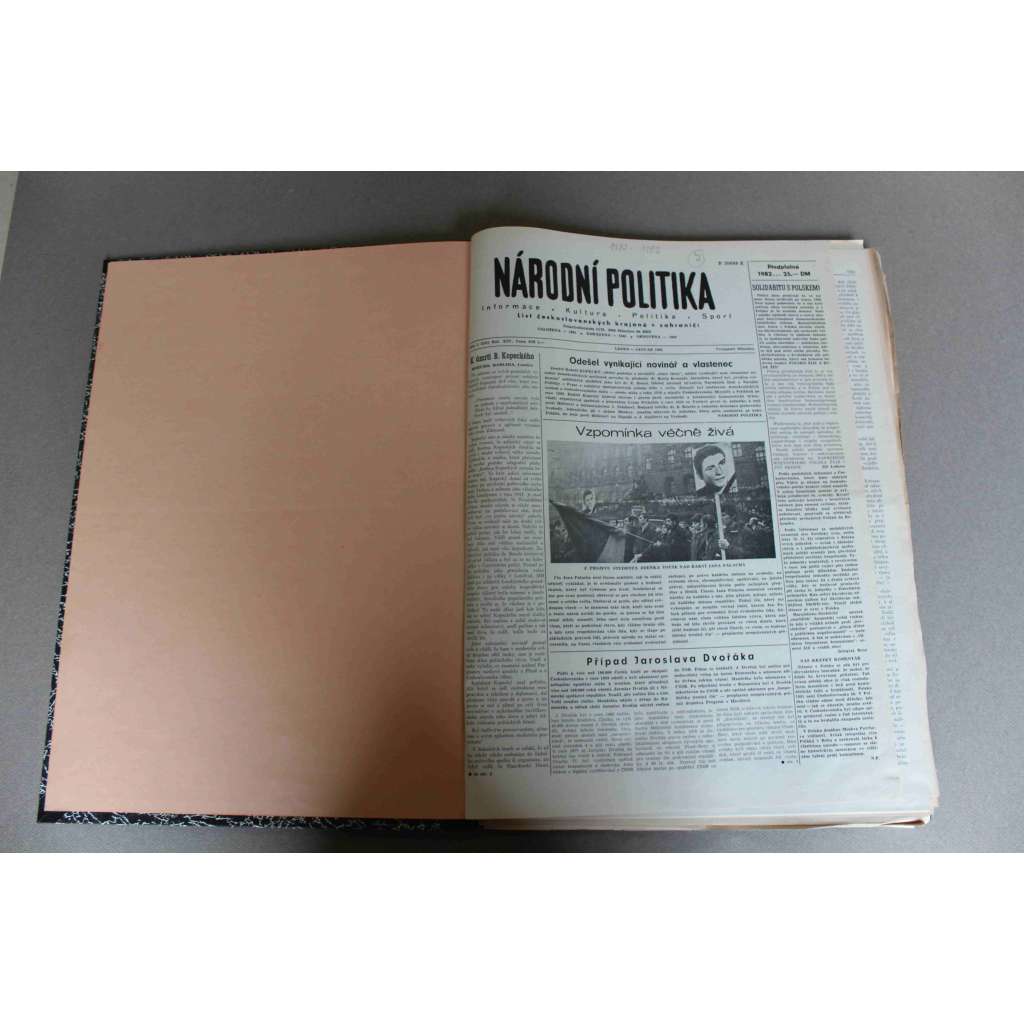 Národní politika 1982-1983, roč. XIV-XV (časopis, měsíčník, politika, exil, mj. Vzpomínka věčně živá - Palach, B. Fučík - čekání na Quijota, Karel Krautgartner, Podnikatelský génius Tomáš Baťa, Charta 77 - Havel)