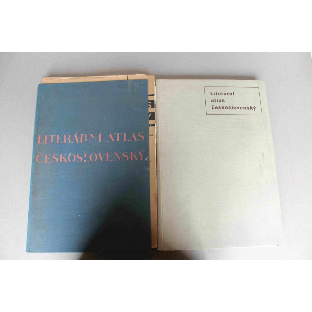 Literární atlas československý, 2 svazky (literární věda, spisovatelé, fotografie, reprodukce, mj. Svatopluk Čech, J. Vrchlický, K. V. Rais, J. Arbes)