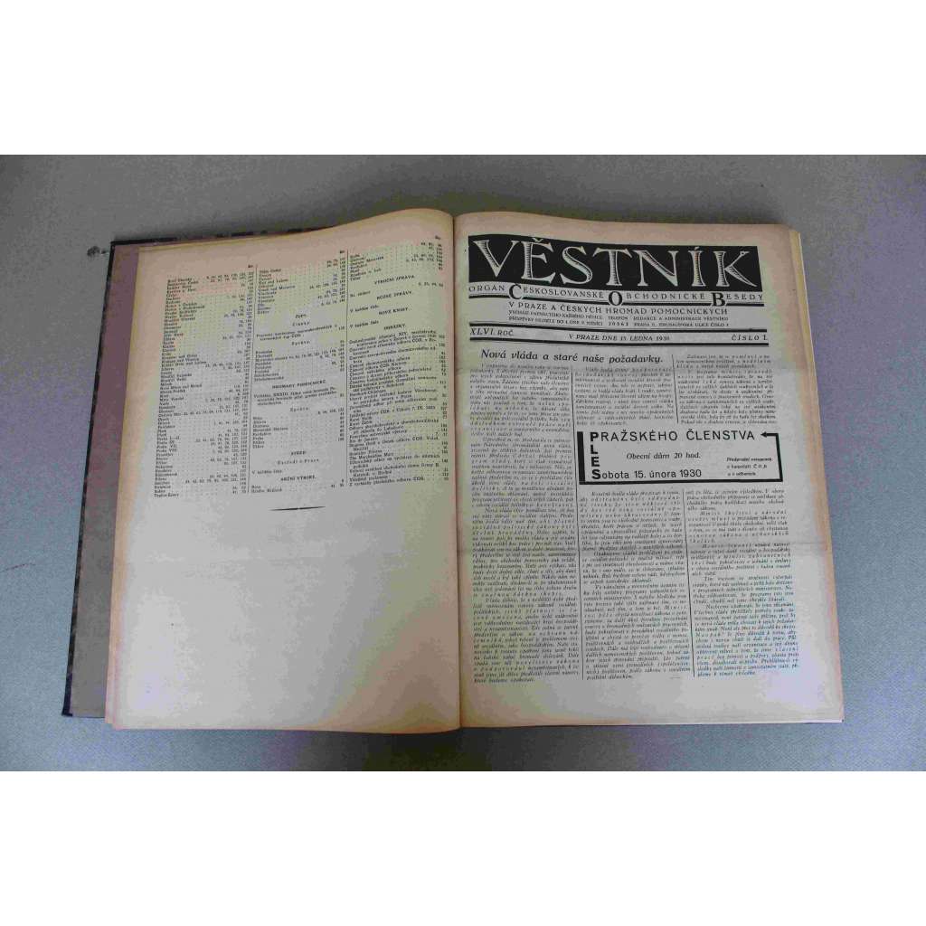 Věstník. Orgán Českoslovanské obchodnické besedy v Praze 1930-1932 (časopis, ekonomie, první republika, mj. Centrum obchodní výchovy v Paříži, Ochrana mezd a platů v Řecku, Za nedělní klid v Chrudimi, Obchodní pomocnictvo v Ústí n. L.)