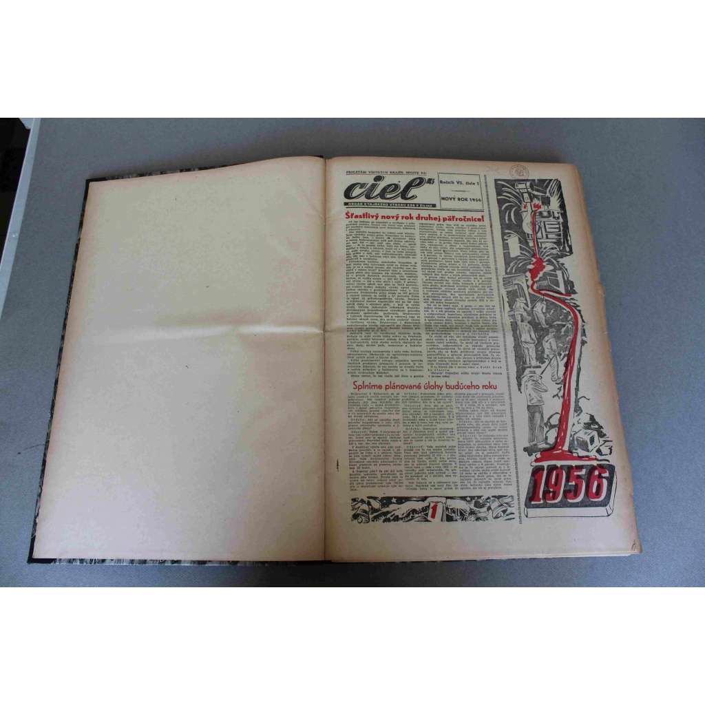 Cieľ. Orgán OV KSS a rady ONV v Žiline 1956, roč. VII. (noviny, Žilina, Slovensko, týdeník, mj. Rozvoj Žilinského Kraja v r. 1956, V boji o 45 miliónov kWh, JRD v Dubnici skončilo osev obilín)