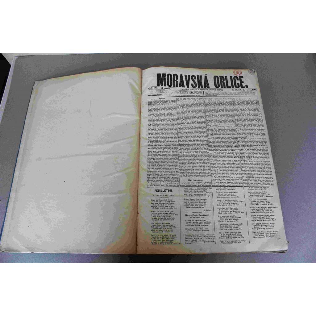 Moravská Orlice 1868, ročník VI. (noviny, žurnalistika, Morava, politika, mj. Události v Srbsku, Železnice z Brna do Něm. Brodu, Myšlenky o slavnosti Husově, Osvědčení poslanců moravských)